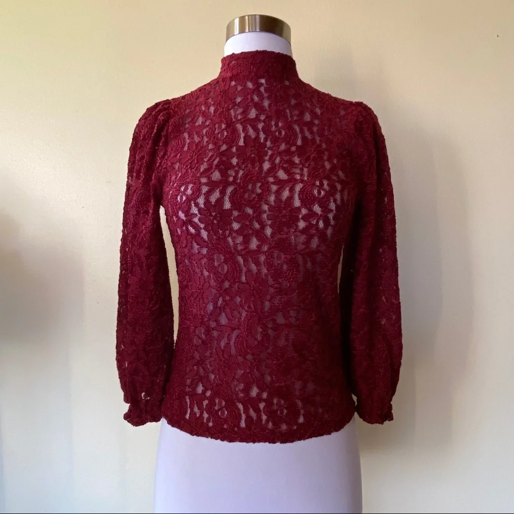 Free People Sweet Talker Lace Blouson Sleeve Top